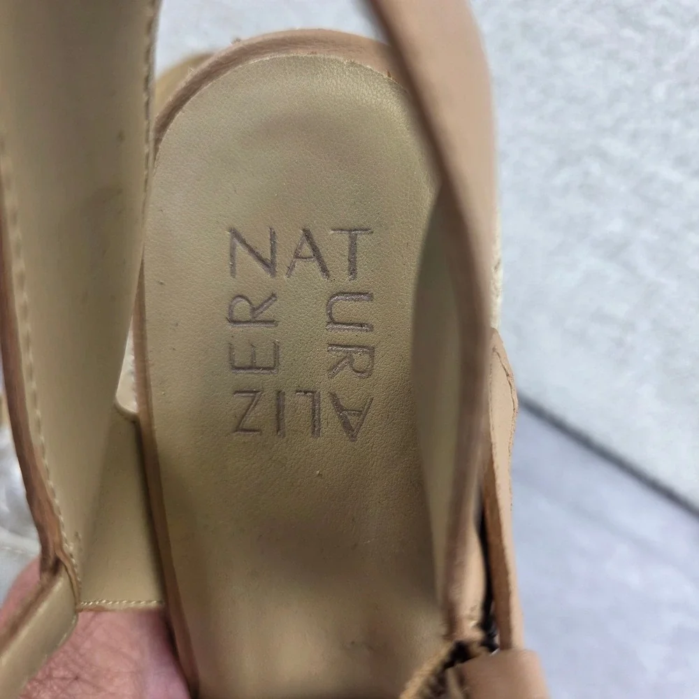 Naturalizer Womens Blue Ombre Canvas Espadrille Wedge Sandals Tan Ankle Strap